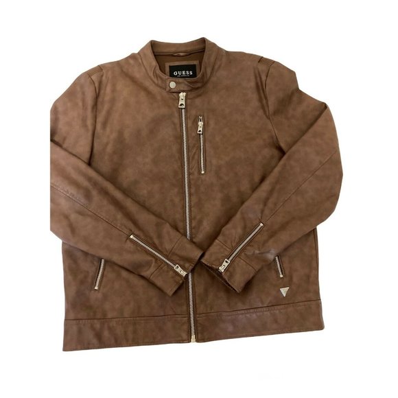 Guess Other - Guess Los Angeles Brown Faux Leather Jacket Size L fashion